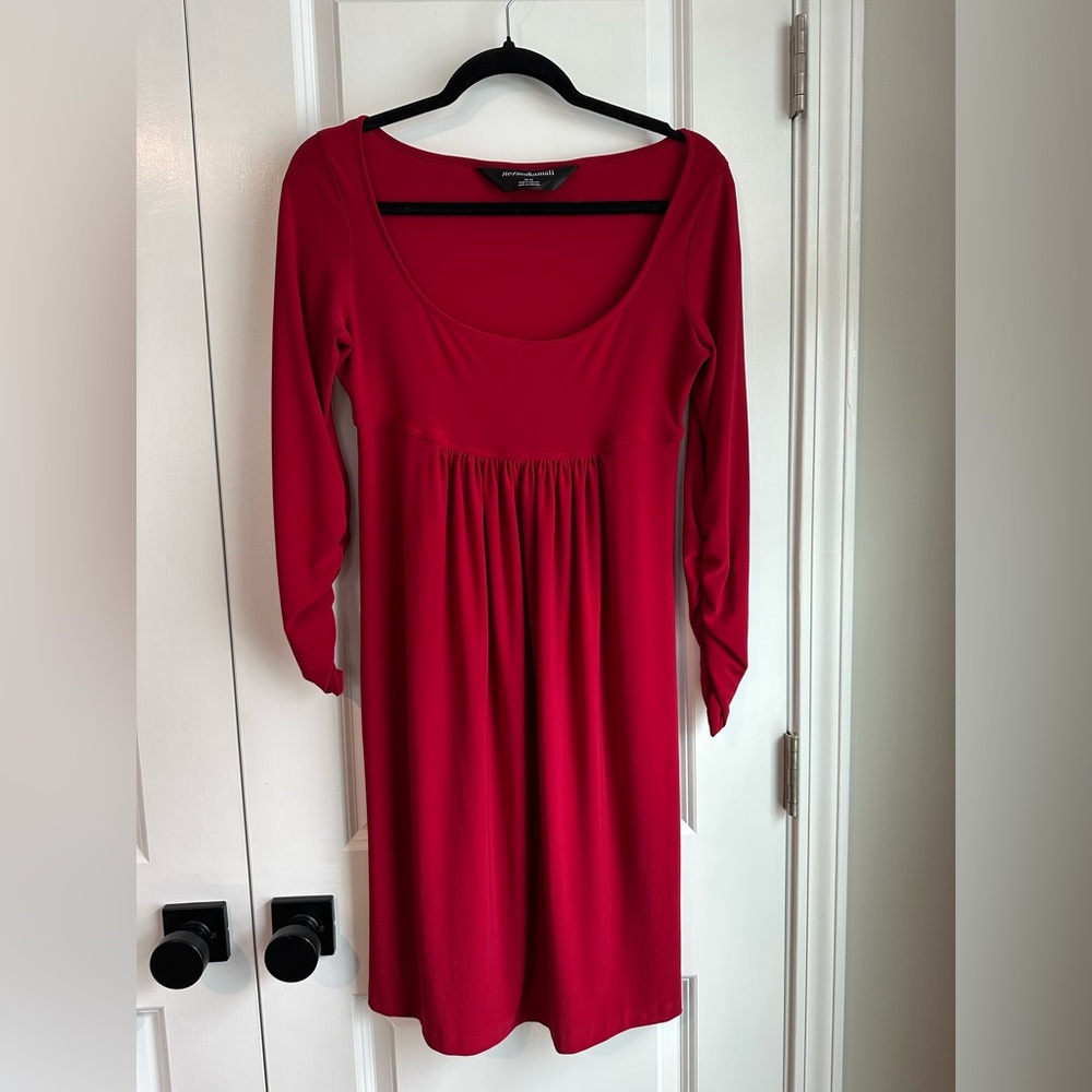 NORMA KAMALI Women’s 3/4 Sleeve Mini Dress Red (Size M)